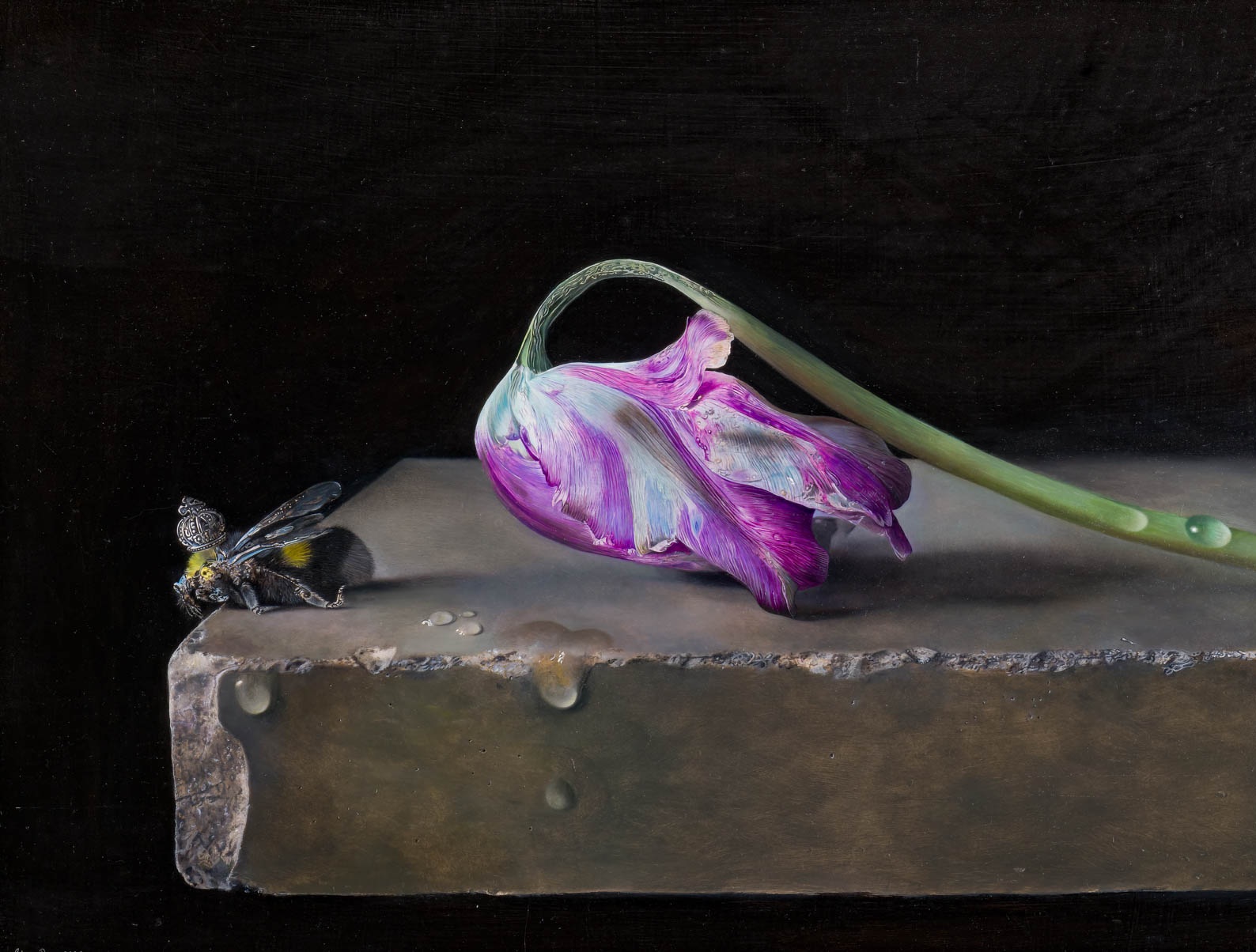 The Curtsy, 2021 – Still life oil painting on panel, 50 x 78 cm – Ginny Page